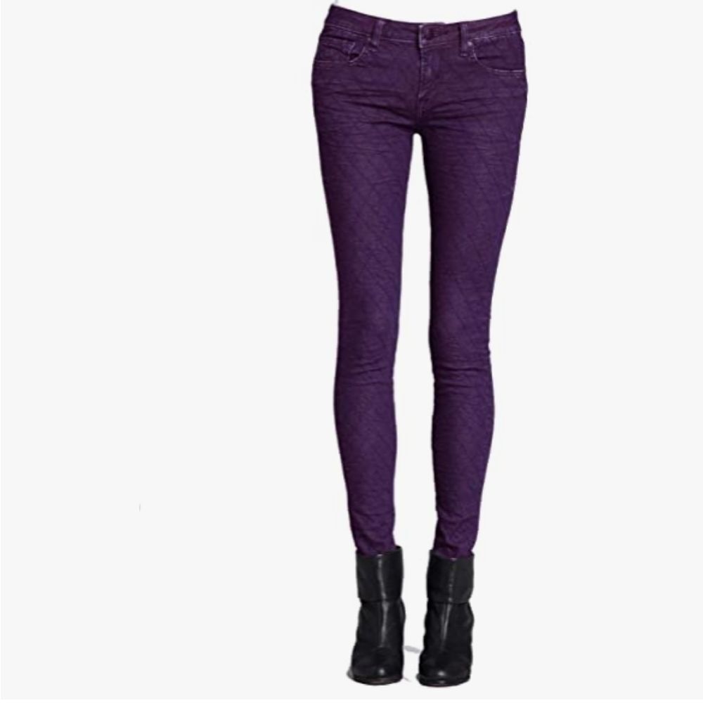 D-ID Denim New York Diamond Stitching Dark Wash Skinny Jeans